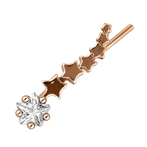 Treuheld® Ohrstecker Sterne mit Kristall | Ear Climber in 3 Farben [03.] - linkes Ohr - rosegold von Treuheld