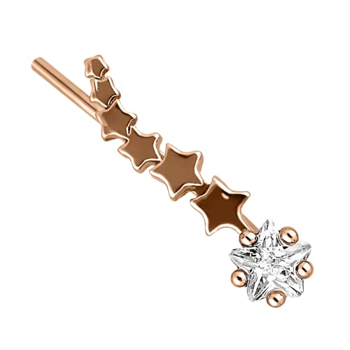 Treuheld® Ohrstecker Sterne mit Kristall | Ear Climber in 3 Farben [06.] - rechtes Ohr - rosegold von Treuheld
