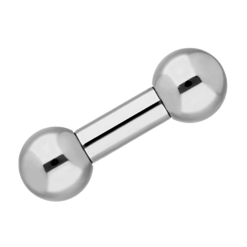 Treuheld® Piercing Stab Silber - Chirurgenstahl Barbell Hantel - 2,5mm x 10mm + Kugeln: 6mm - Edelstahl Intimpiercing, Ohr, Nippel uvm. Mann + Frau von Treuheld