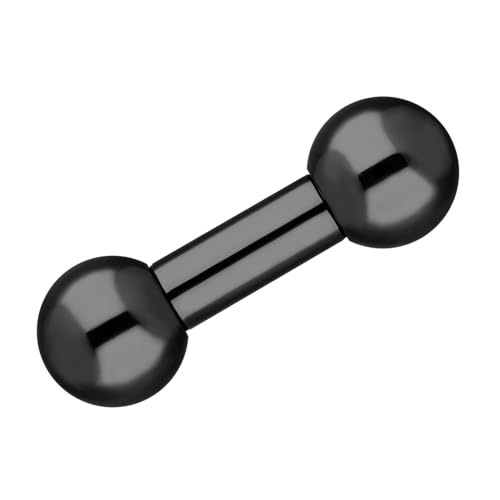 Treuheld® Piercing Stab Schwarz - Chirurgenstahl Barbell Hantel - 5mm x 14mm + Kugeln: 8mm - Edelstahl Intimpiercing, Ohr, Nippel uvm. Mann + Frau von Treuheld