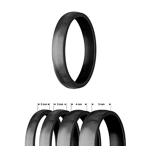Treuheld® | Ring aus Edelstahl | Schwarz | Ringgröße 51 | Breite 4mm | Damen & Herren | Matt/Frosted | Freundschaftsring Verlobungsring Ehering von Treuheld