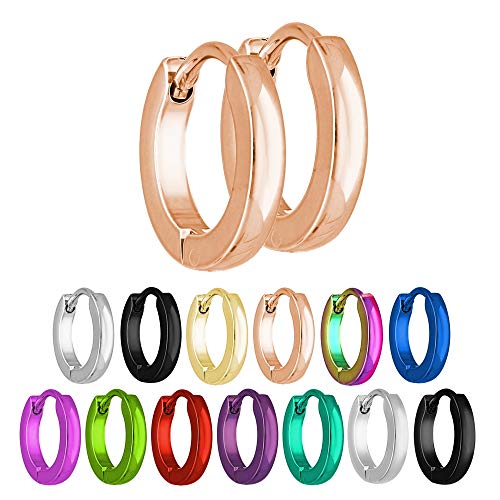 Treuheld® | Schmale Creolen Ohrringe aus Edelstahl | Rosegold | Größe: 2mm x 10mm von Treuheld