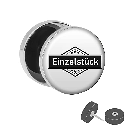 Treuheld® Silberner Fake Plug "Einzelstück" - Weiß - Bild Ohrstecker - Anzahl: 1 Stück von Treuheld
