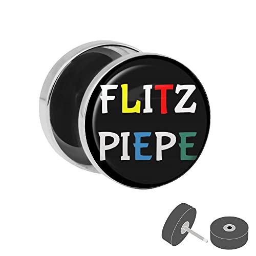 Treuheld® Silberner Fake Plug "Flitzpiepe" - Bild Ohrstecker - für Frauen, Männer und Kinder - Anzahl: 1 Stück von Treuheld