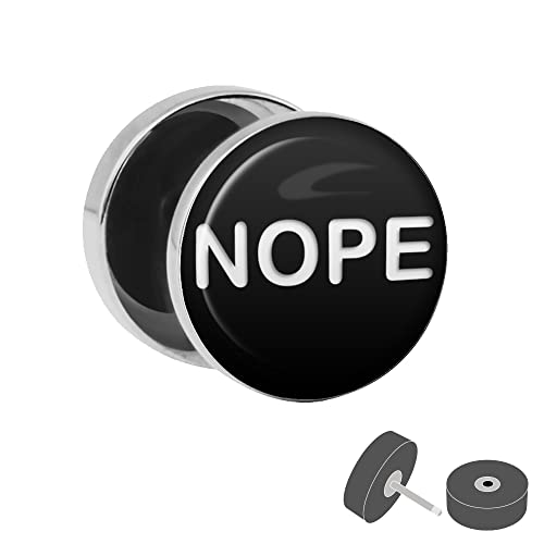 Treuheld® Silberner Fake Plug "Nope" - Bild Ohrstecker - Unisex - Anzahl: 1 Stück von Treuheld