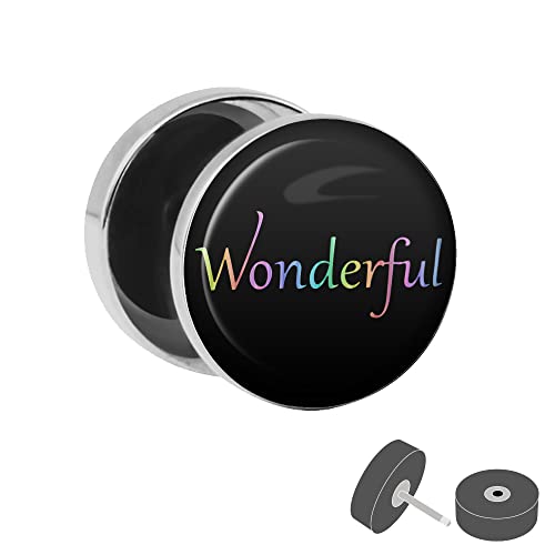 Treuheld® Silberner Fake Plug "Wonderful" - Bild Ohrstecker mit Motiv - Anzahl: 1 Stück von Treuheld