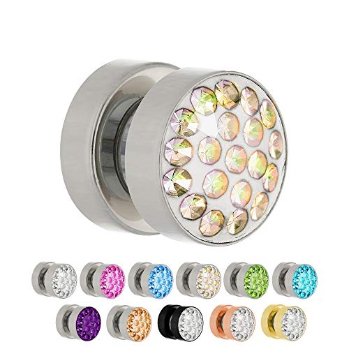 Treuheld | Magnet Ohrstecker mit KRISTALL [04.] - Fake Plug: Silber | Kristalle: Crystal von Treuheld