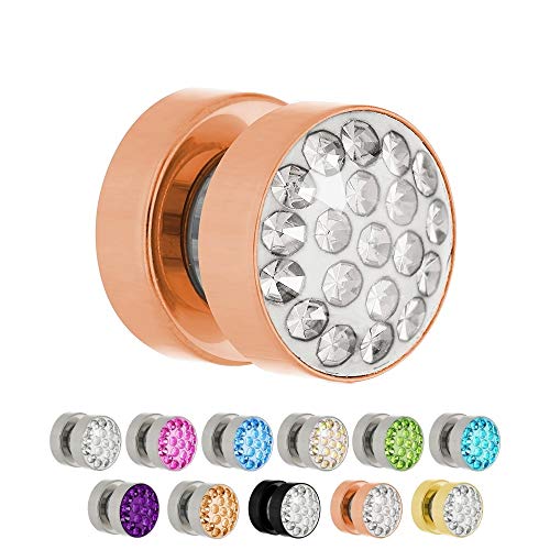 Treuheld | Magnet Ohrstecker mit KRISTALL [10.] - Fake Plug: Rosegold | Kristalle: klar von Treuheld