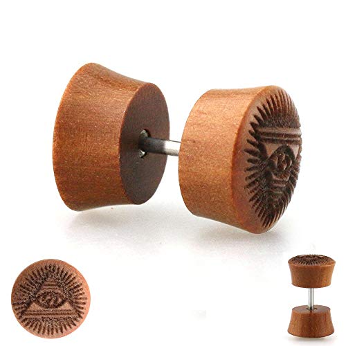 Treuheld Piercing Fake Plug - Holz - Braun - Pyramide - Auge [1.] - 8 mm von Treuheld