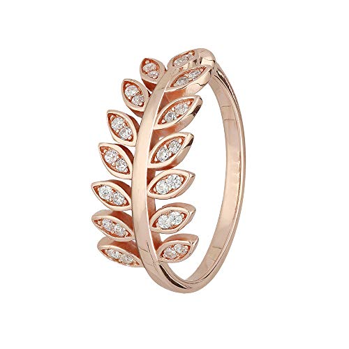 Treuheld Ring - 925 Silber - Blätter - Kristalle [07.] - Rosegold 55 von Treuheld