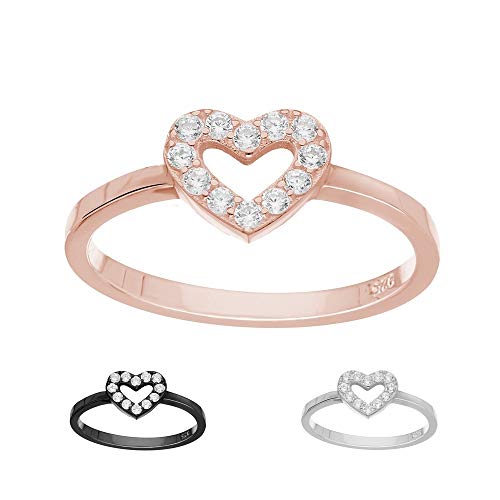 Treuheld Ring - 925 Silber - Herz - Kristalle [31.] - Rosegold 55 von Treuheld