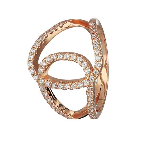 Treuheld Ring - 925 Silber - Kristalle - Schlaufen [07.] - rosegold 55 von Treuheld