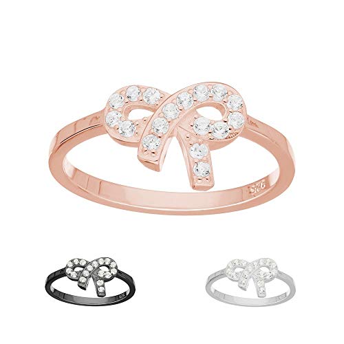Treuheld Ring - 925 Silber - Schleife - Kristalle [28.] - rosegold 52 von Treuheld