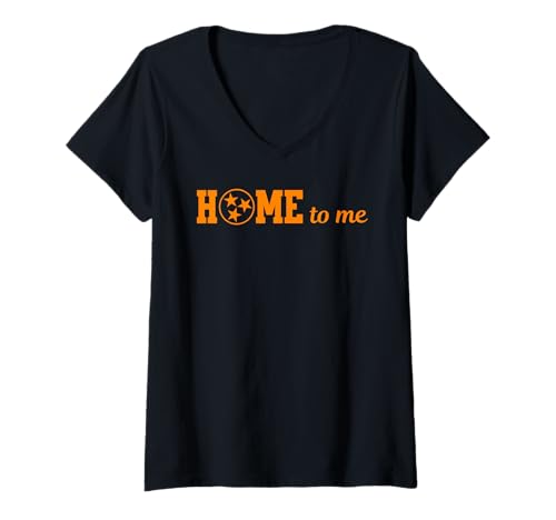 Damen Home to Me Tennessee Orange Tri-Star Circle Design T-Shirt mit V-Ausschnitt Damen Home to Me Tennessee Orange Tri-Star Circle Design T-Shirt mit V-Ausschnitt von Tri-Star Threads