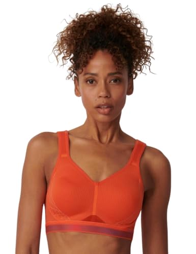 TriAction Damen Cardio Cloud P EX Sport BH mit Racerback, Mandarin Red, 95D von TriAction