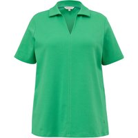 Große Größen: Shirt mit V-Ausschnitt und Polokragen, grün, Gr.44-54 von Triangle