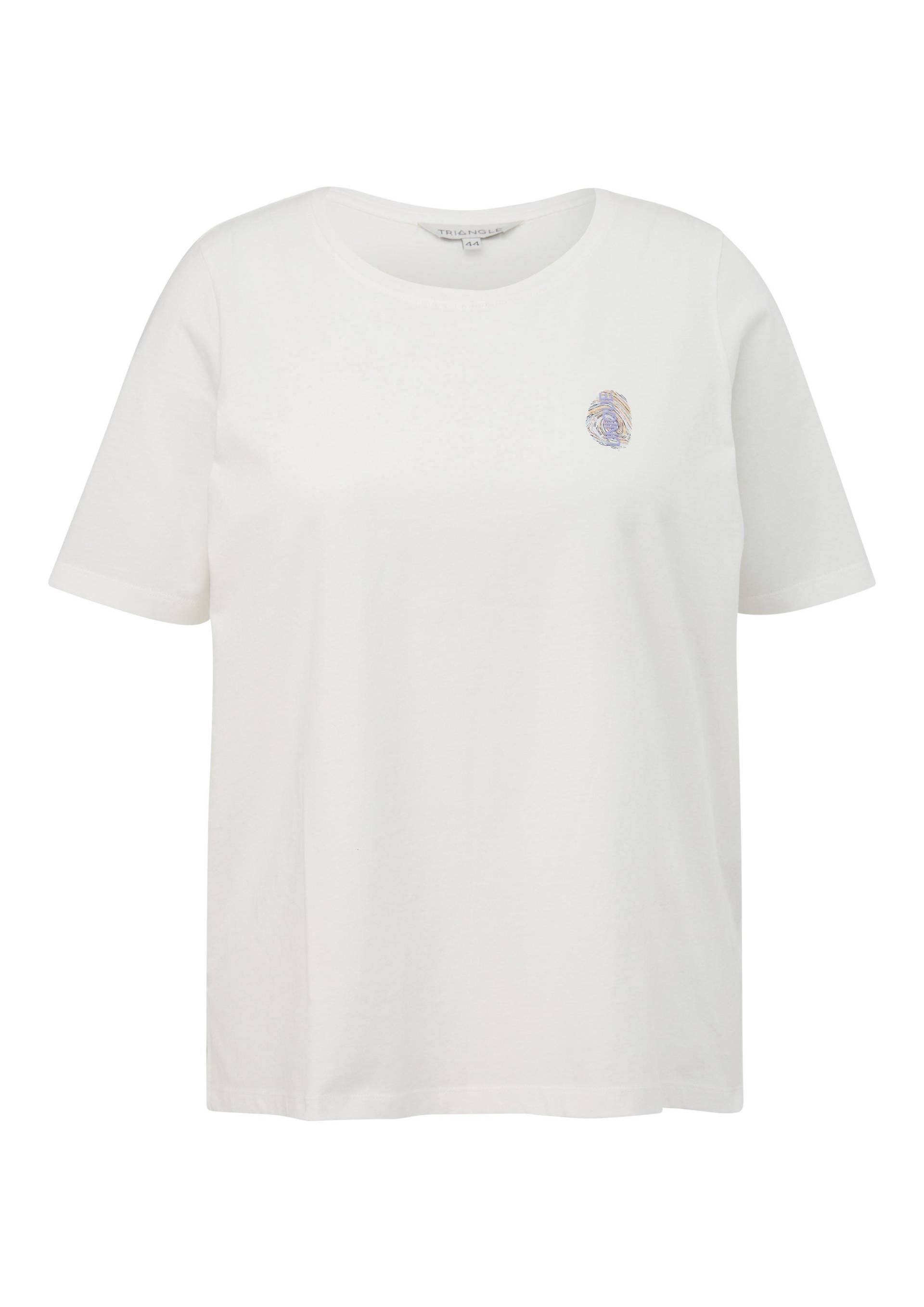 Große Größen: T-Shirt mit Rundhals und kleinem Print, weiß, Gr.44-54 von Triangle