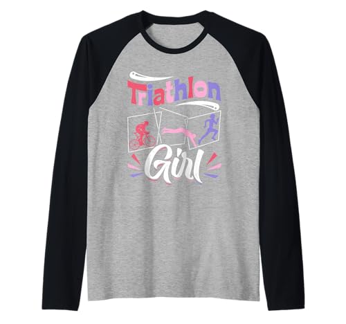 TRIATHLON GIRL Frauen Lustiges Triathlethin Triathlon Raglan von Triathlon Geschenke Frauen Shirt Triathleten