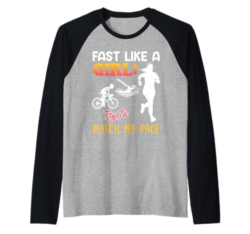 Triathlet FAST LIKE A GIRL MATCH MY PACE Lustiges Triathlon Raglan Triathlet FAST LIKE A GIRL MATCH MY PACE Lustiges Triathlon Raglan von Triathlon Geschenke Frauen Shirt Triathleten
