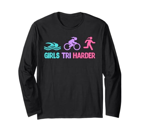 Triathleten GIRLS TRI HARDER Lustiges Triathlon Langarmshirt Triathleten GIRLS TRI HARDER Lustiges Triathlon Langarmshirt von Triathlon Geschenke Frauen Shirt Triathleten