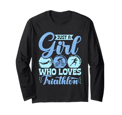 Triathletin JUST A GIRL WHO LOVES TRIATHLON Funny Triathlet Langarmshirt Triathletin JUST A GIRL WHO LOVES TRIATHLON Funny Triathlet Langarmshirt von Triathlon Geschenke Frauen Shirt Triathleten
