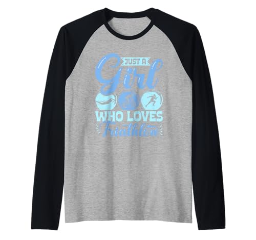 Triathletin JUST A GIRL WHO LOVES TRIATHLON Funny Triathlet Raglan von Triathlon Geschenke Frauen Shirt Triathleten