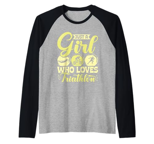 Triathletin JUST A GIRL WHO LOVES TRIATHLON Funny Triathlet Raglan von Triathlon Geschenke Frauen Shirt Triathleten