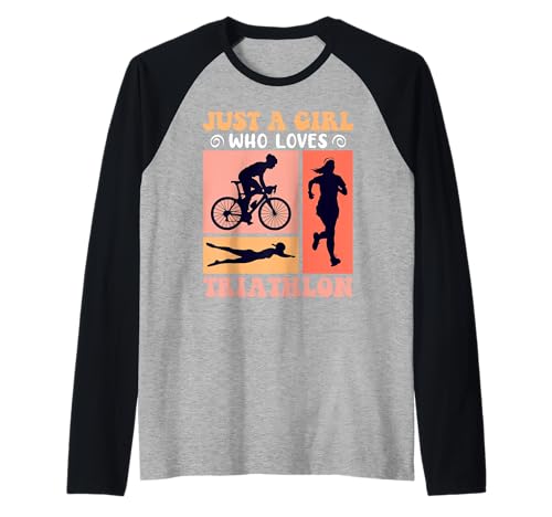 Triathletin JUST A GIRL WHO LOVES TRIATHLON Funny Triathlon Raglan von Triathlon Geschenke Frauen Shirt Triathleten