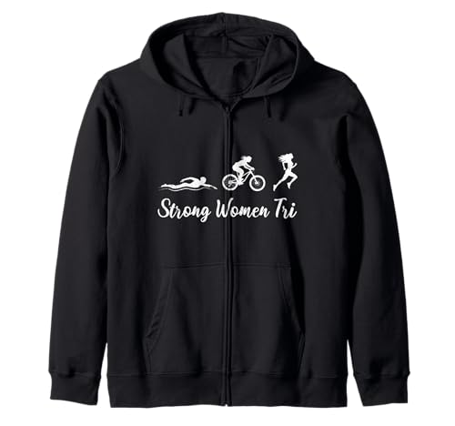 Triathletin STRONG WOMEN TRI Lustiges Triathlon Kapuzenjacke von Triathlon Geschenke Frauen Shirt Triathleten