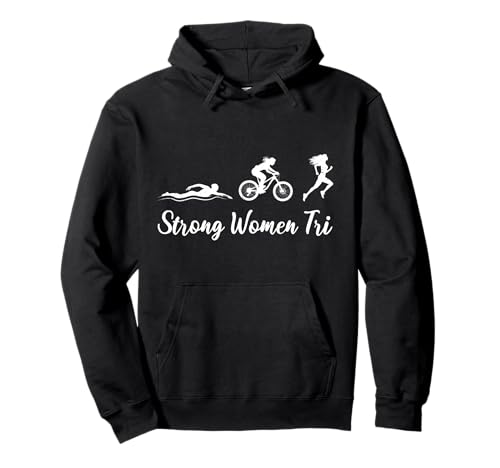 Triathletin STRONG WOMEN TRI Lustiges Triathlon Pullover Hoodie von Triathlon Geschenke Frauen Shirt Triathleten