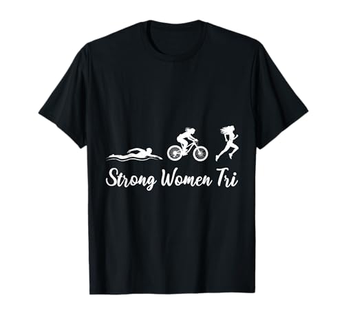 Triathletin STRONG WOMEN TRI Lustiges Triathlon T-Shirt von Triathlon Geschenke Frauen Shirt Triathleten