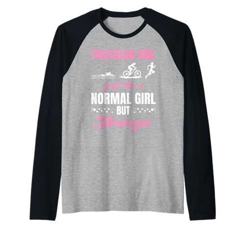 Triathletin TRIATHLON GIRL LIKE A NORMAL GIRL Lustiges Raglan von Triathlon Geschenke Frauen Shirt Triathleten