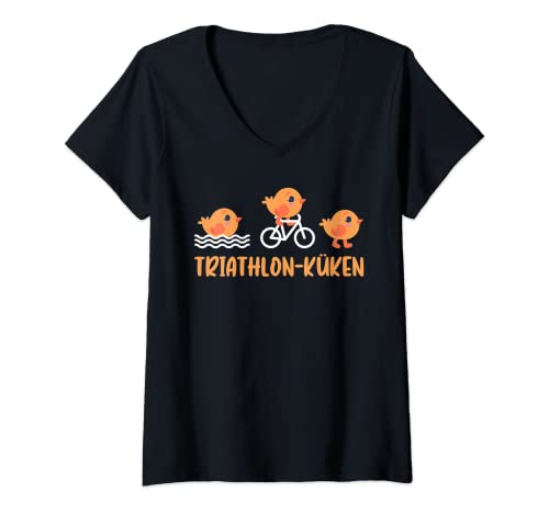 Damen Triathlon Küken Triathlet Laufen Radfahren Sport T-Shirt mit V-Ausschnitt Damen Triathlon Küken Triathlet Laufen Radfahren Sport T-Shirt mit V-Ausschnitt von Triathlon Geschenkidee Triathlet Laufen Radfahren