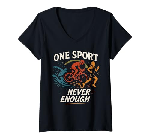 Damen Triathlon Bikes Triathlon Damen Schwimmen Bike Run Triathlon T-Shirt mit V-Ausschnitt Damen Triathlon Bikes Triathlon Damen Schwimmen Bike Run Triathlon T-Shirt mit V-Ausschnitt von Triathlon Must Haves Athlete Mens Triathlon Gear