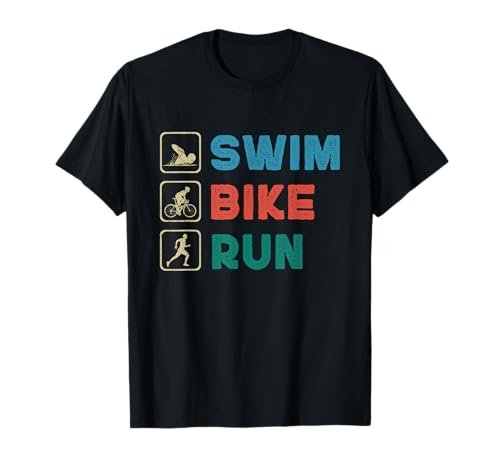 Swim Bike Run Triathlon Sportler Schwimmer Radler Läufer T-Shirt von Triathlon Sprüche Extremsport Triathleten Geschenk