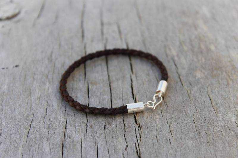 925 Silber Leder Armband.handmade Geflochtenlederen Armband Verschluss 925.handmade Sterling Armband. Schloss von TribDesign