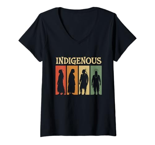 Damen Indigener Geist Krieger Tribal Vintage Ahne T-Shirt mit V-Ausschnitt Damen Indigener Geist Krieger Tribal Vintage Ahne T-Shirt mit V-Ausschnitt von Tribal Roots Honor Heritage Tee