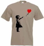 Banksy Herren T-Shirt Balloon Girl, khaki, L von Tribal T-Shirts