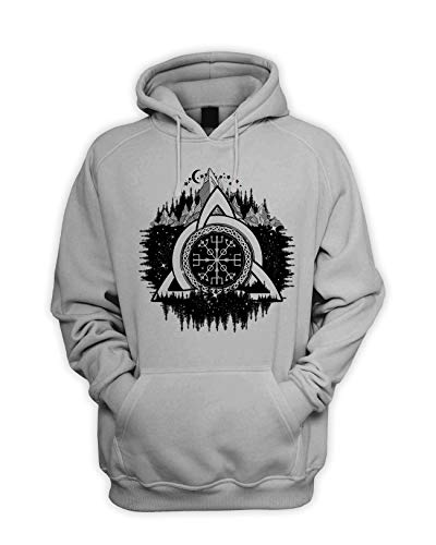 Celtic Knot Forest Design Tattoo Hipster Herren Pouch Pocket Hoodie Kapuzenpullover Sweatshirt, hellgrau, Medium von Tribal T-Shirts