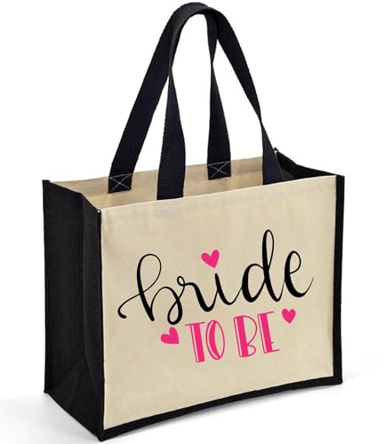 Jute- und Baumwoll-Tragetasche, Brautparty-Geschenke für Braut, Hochzeitsgeschenk, Schultertasche, natur, Medium Jute- und Baumwoll-Tragetasche, Brautparty-Geschenke für Braut, Hochzeitsgeschenk, Schultertasche, natur, Medium von Tribal T-Shirts