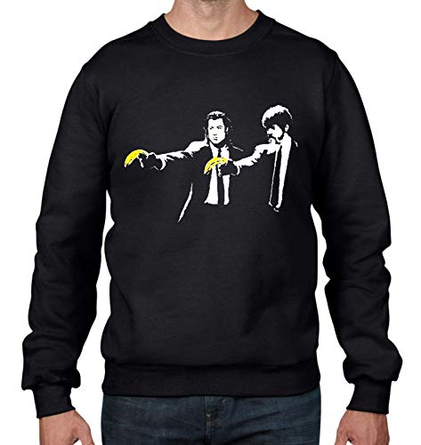 Tribal T-Shirts Banksy Pulp Fiction Graffiti Herren Sweatshirt Pullover, schwarz, X-Large von Tribal T-Shirts