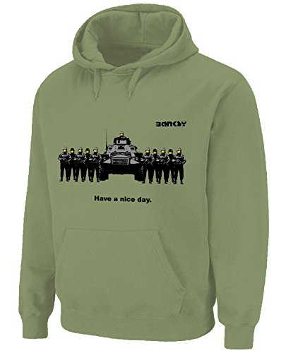 Tribal T-Shirts Herren Kapuzenpullover Banksy Have a Nice Day, beige, L von Tribal T-Shirts