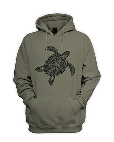 Tribal Turtle Tattoo Hipster Herren Pouch Pocket Hoodie Kapuzenpullover Sweatshirt, khaki, Small von Tribal T-Shirts