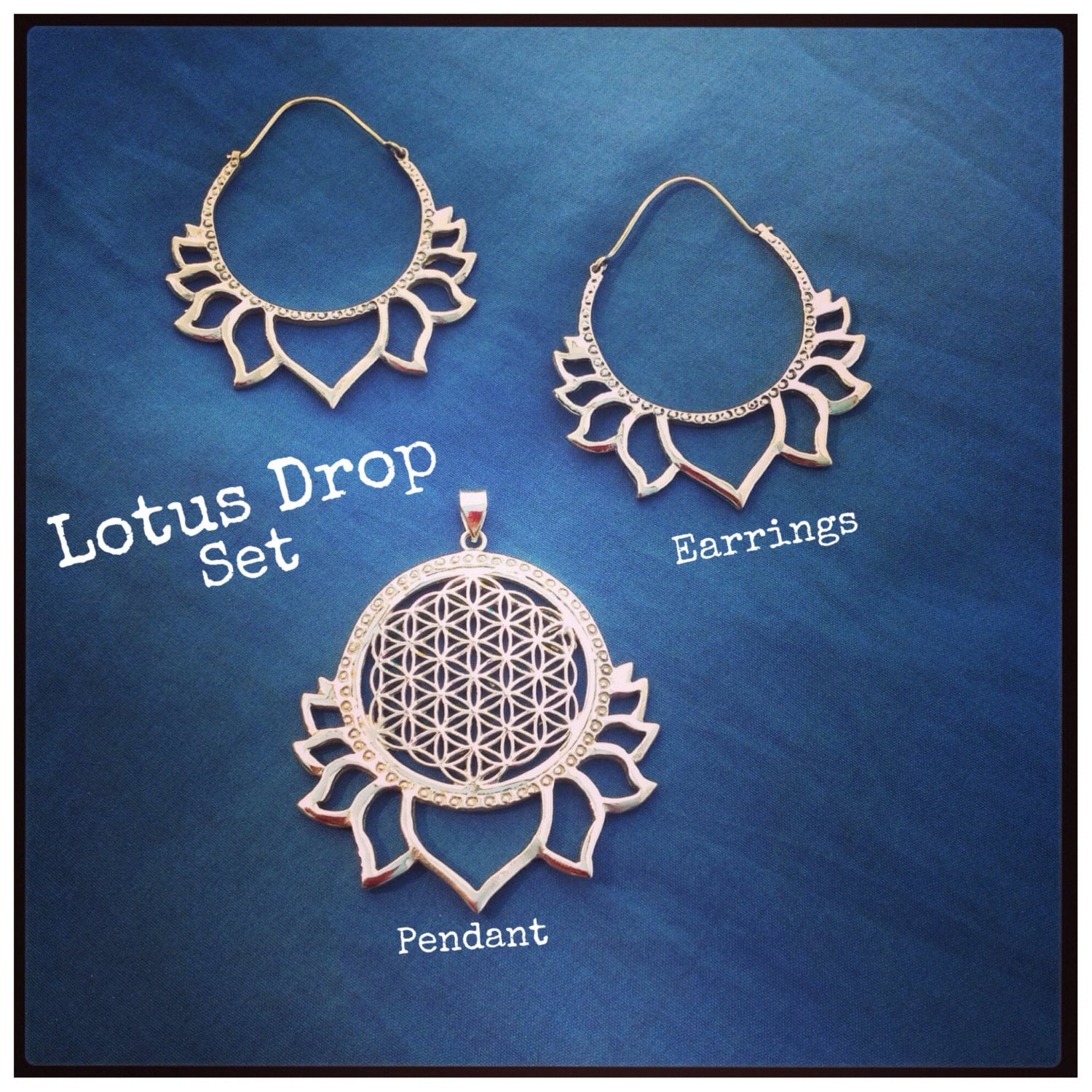 Lotus-Tropfen-Set Blume Des Lebens Lotus Anhänger & Tropfen Ohrringe Lotus-Tropfen-Set Blume Des Lebens Lotus Anhänger & Tropfen Ohrringe von TribalGoddessLove