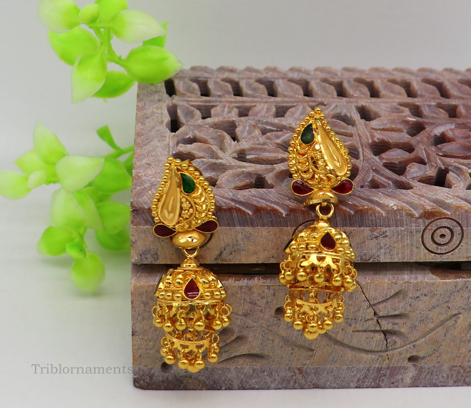 22Kt Gelbgold Filigrane Ohrstecker Jhumki, Tolle Bräute Jhumka Ohrring Beste Geschenk Ohrringe Er128 von TribalOrnaments