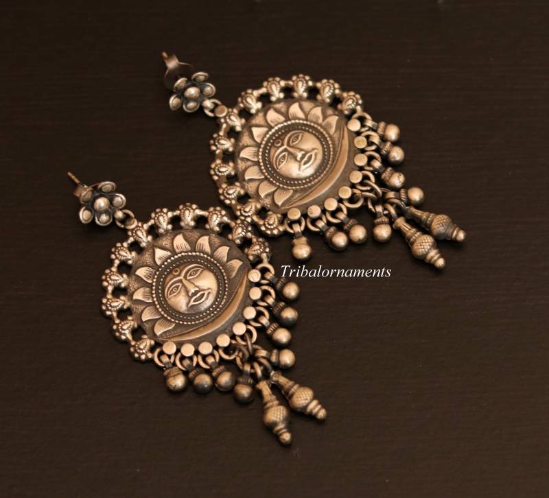 925 Sterling Silber Handgemachte Fabelhafte Sonne Gesicht Ohrstecker Tropfen Baumeln Ausgezeichnete Maßgeschneiderte Schmuck Brautjungfer Geschenk von TribalOrnaments