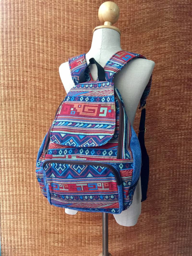 Gewebter Azteken Rucksack Boho Hippie Southwestern Baja Stammes Muster Stil Schule Tagesrucksack Geschenk Für Traveller Festival Einzigartigen von TribalSpiritShop