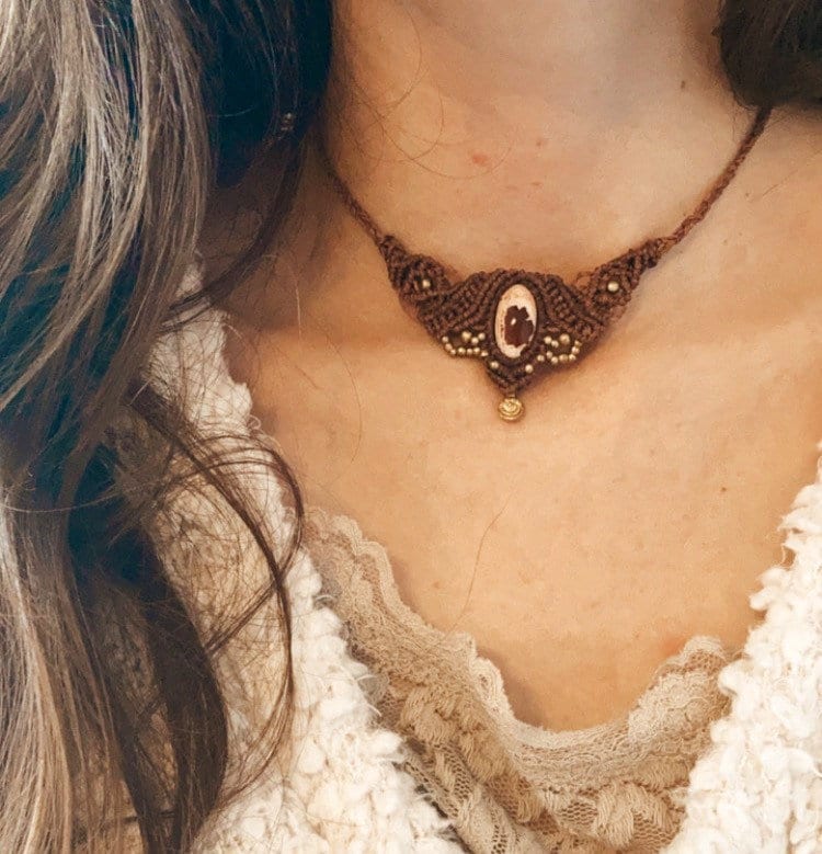 Mexican Fireopal Little Raw Opal Macrame Boho Micromacrame Necklace Collier Feueropal Makramee Göttinnenschmuck Kette von TribaliGitana