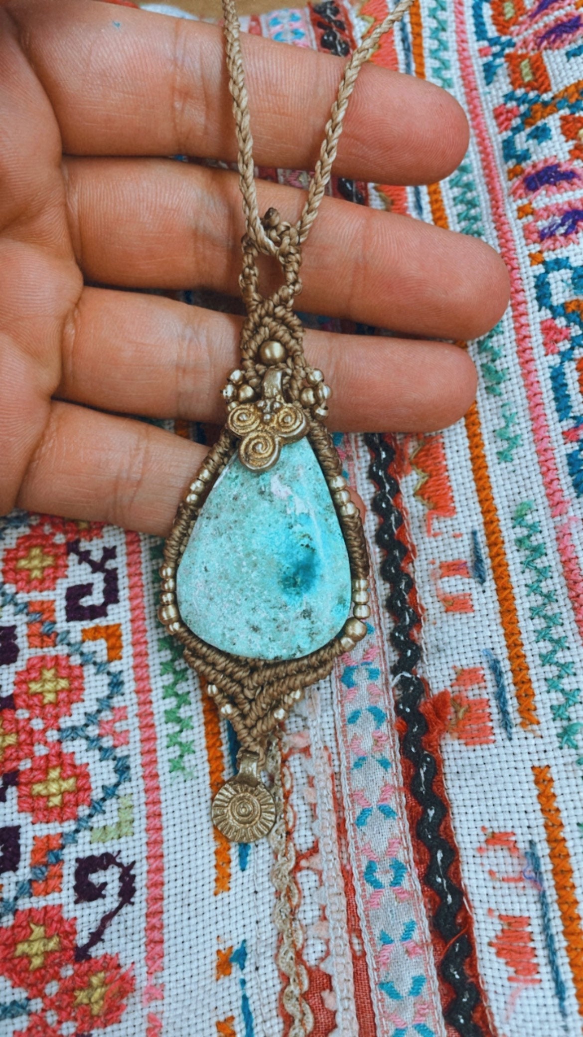 Mexican Turqouise Türkis Macrame Necklace Makrame Göttinnen Kette Zauber Schmuck Boho Hippie Festival Jewellery Bohemian von TribaliGitana