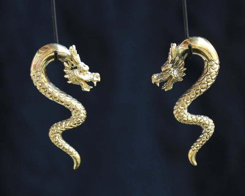 6 Mm Oder 2 Ga Dragon Messing Ohrgewichte Versilberte .preis Pro Paar von Tribalisland